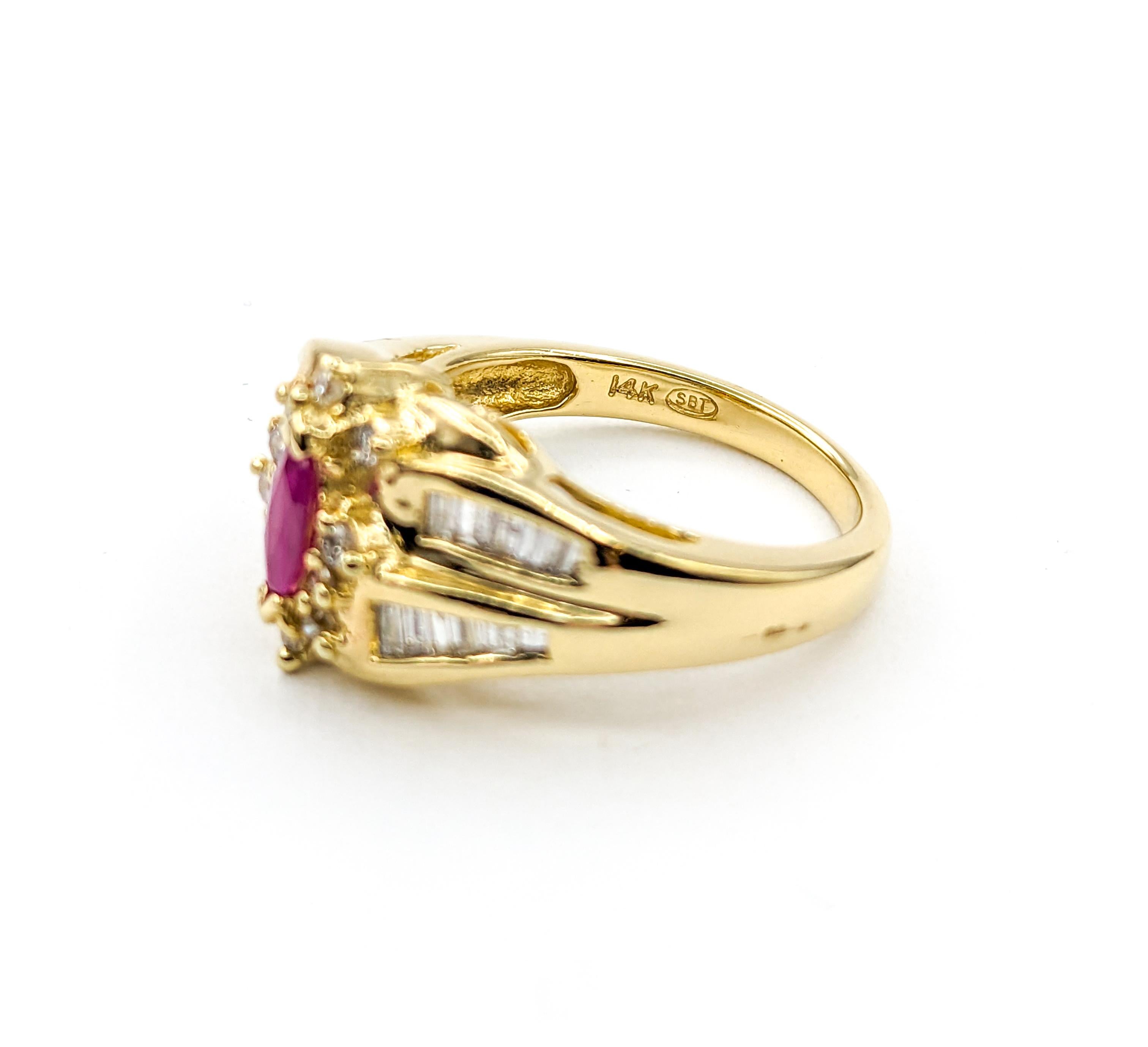 .30ct Ruby & Diamond Ring In Yellow Gold For Sale 3