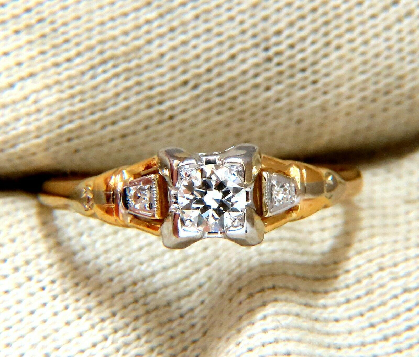Bague solitaire vintage en diamant taille vieille mine de 0,30 carat, 14 carats Neuf - En vente à New York, NY
