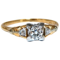 .30ct Vintage Old Miner Diamond Solitaire Ring 14kt*