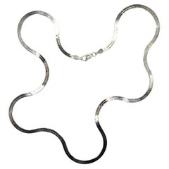 3,0 mm 18K massivem Weißgold italienischen Fischgräten flache Kette Halskette, 18-Zoll