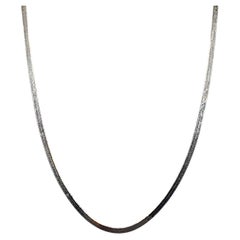 3,0 mm 18K massivem Weißgold italienischen Fischgräten flache Kette Halskette, 18-Zoll