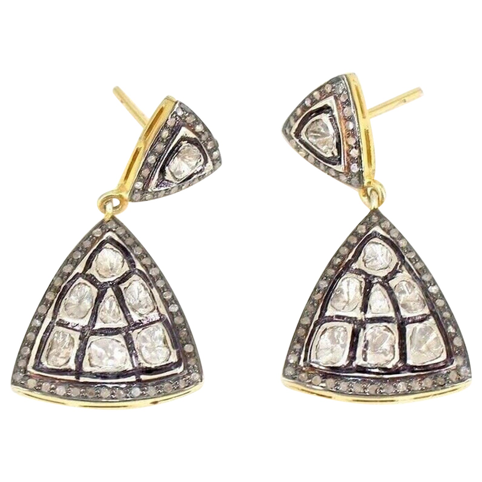 Boucles d'oreilles Polki en argent sterling 925 avec diamants naturels de 30 mm