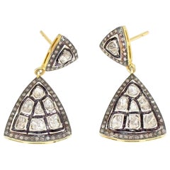 30mm Natural Polki Diamond Earring Rose cut Diamond Earrings 925 Sterling Silver