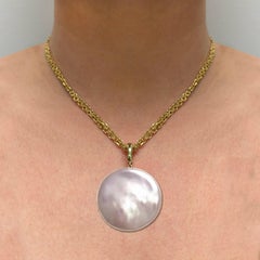 30mm White Fresh Water Coin Pearl Double Chain Paradizia Necklace