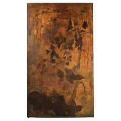 30's 40's art deco lacquer panel with floral design - G064