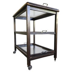 30s Art Deco Bar Cart / Serving Trolley with Removable Glass Trays