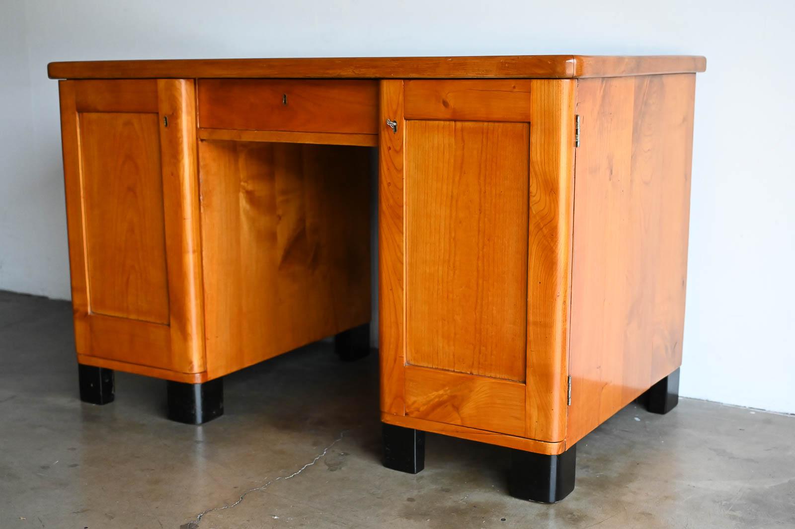 30's Art Deco Pine Desk in the Style of Jean Pascaud In Good Condition In Costa Mesa, CA