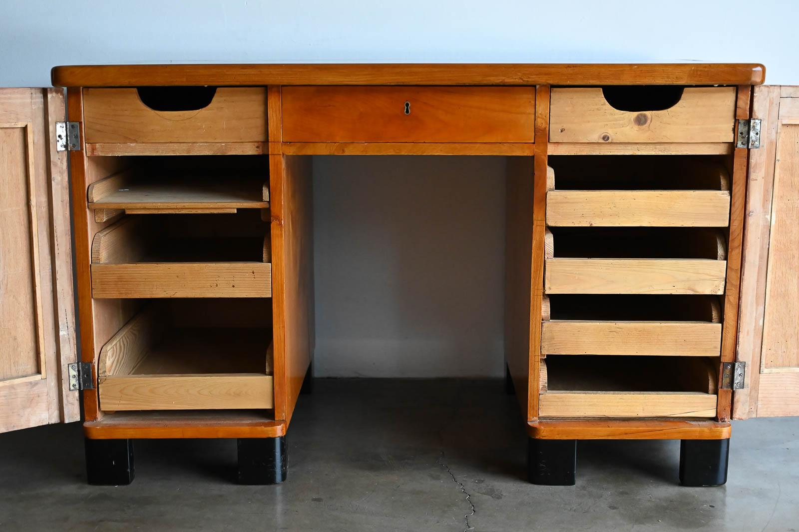 Mid-20th Century 30's Art Deco Pine Desk in the Style of Jean Pascaud