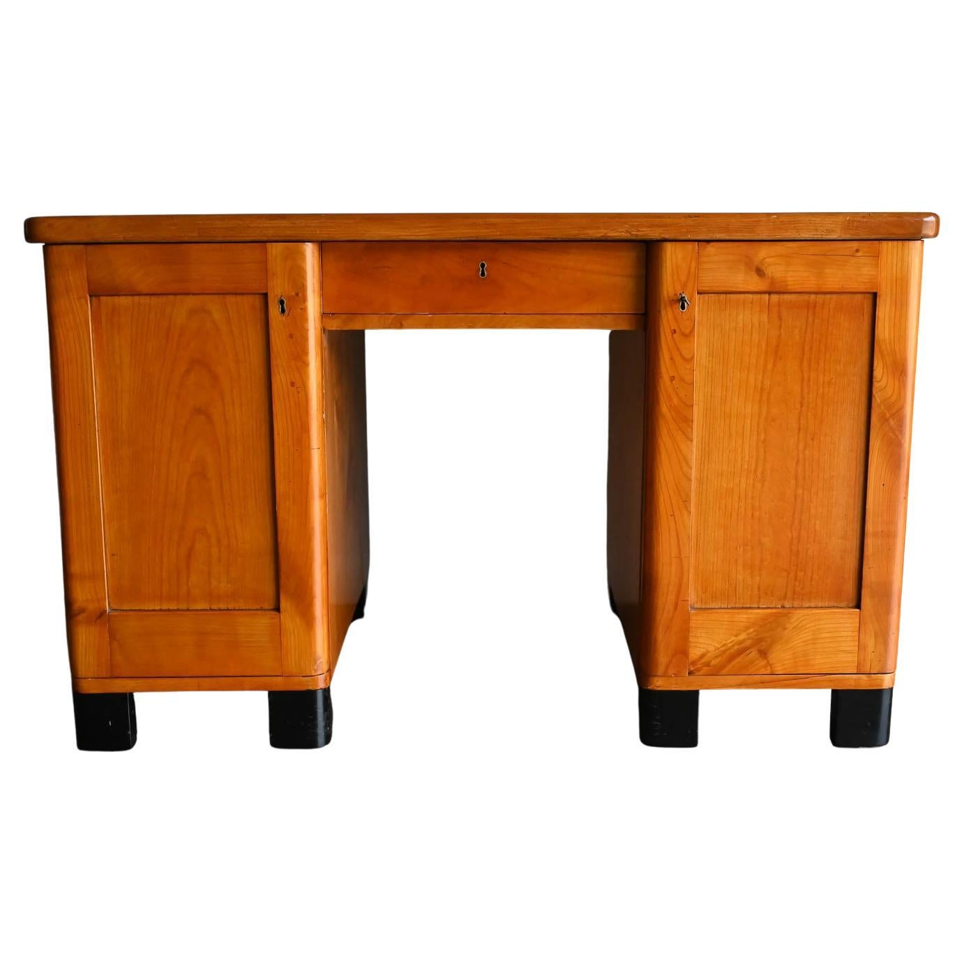 30's Art Deco Pine Desk in the Style of Jean Pascaud