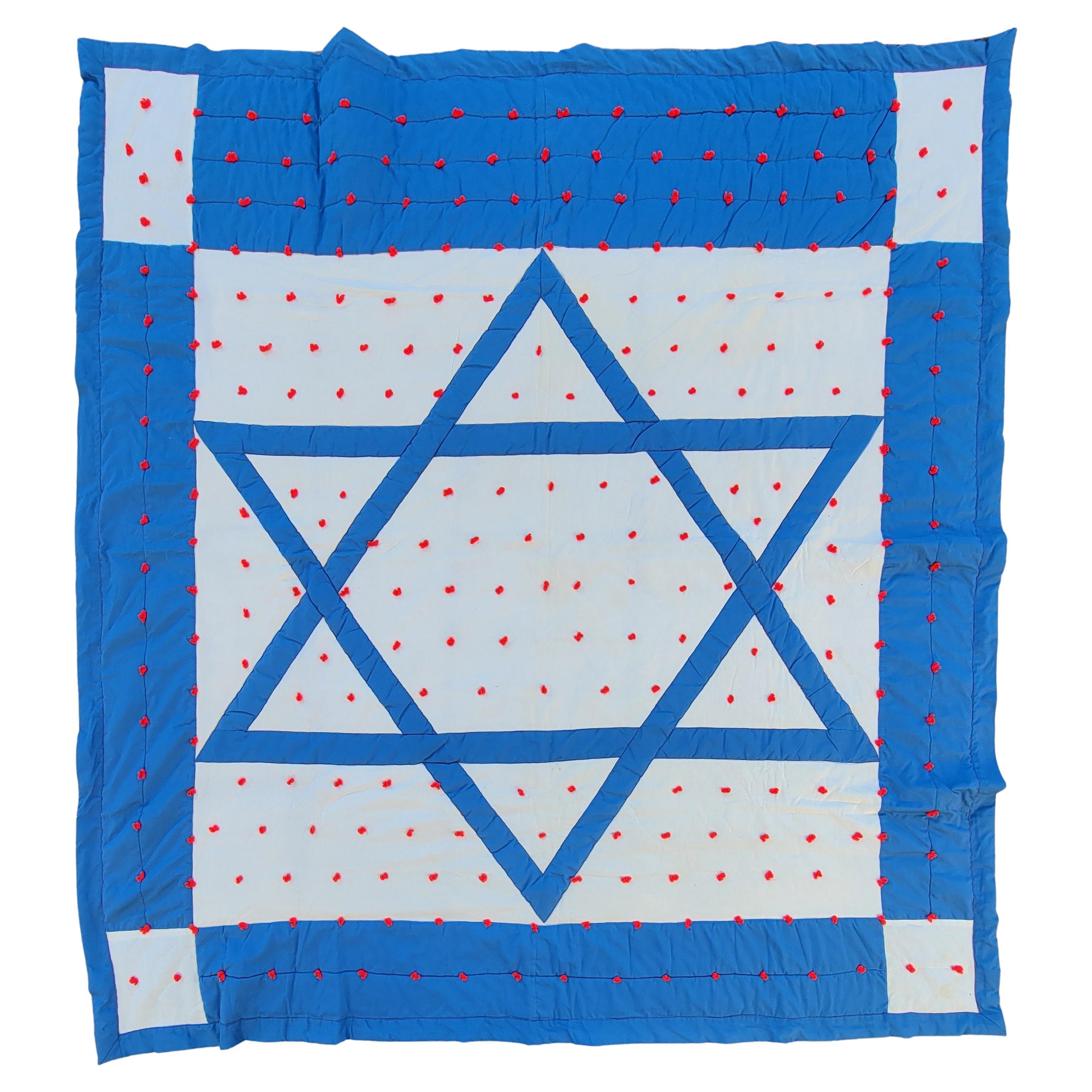 30s Blue and White Star of David Quilt  For Sale