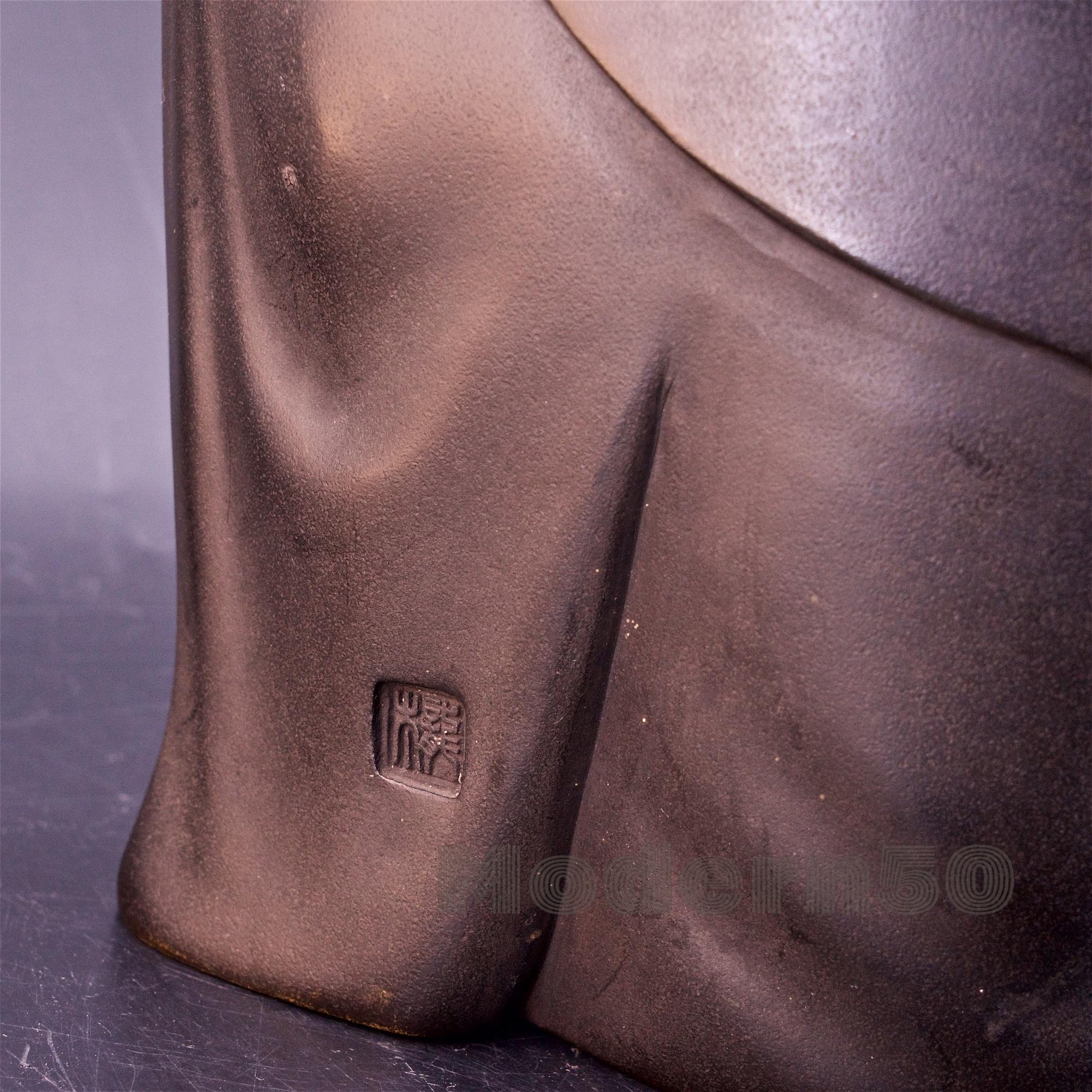 Sculpture japonaise en bronze avec incrustation de volutes d'érudit Fukurokuju en vente 3