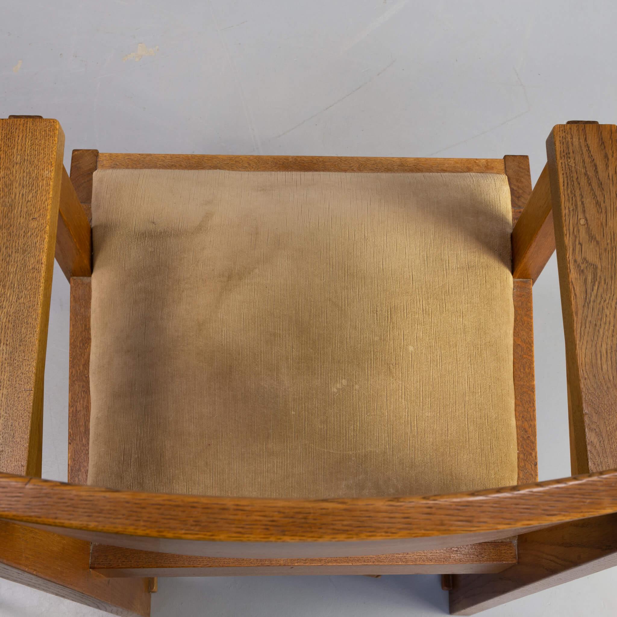 1930s Haagse School Massive Oak Side Chair For Sale 3