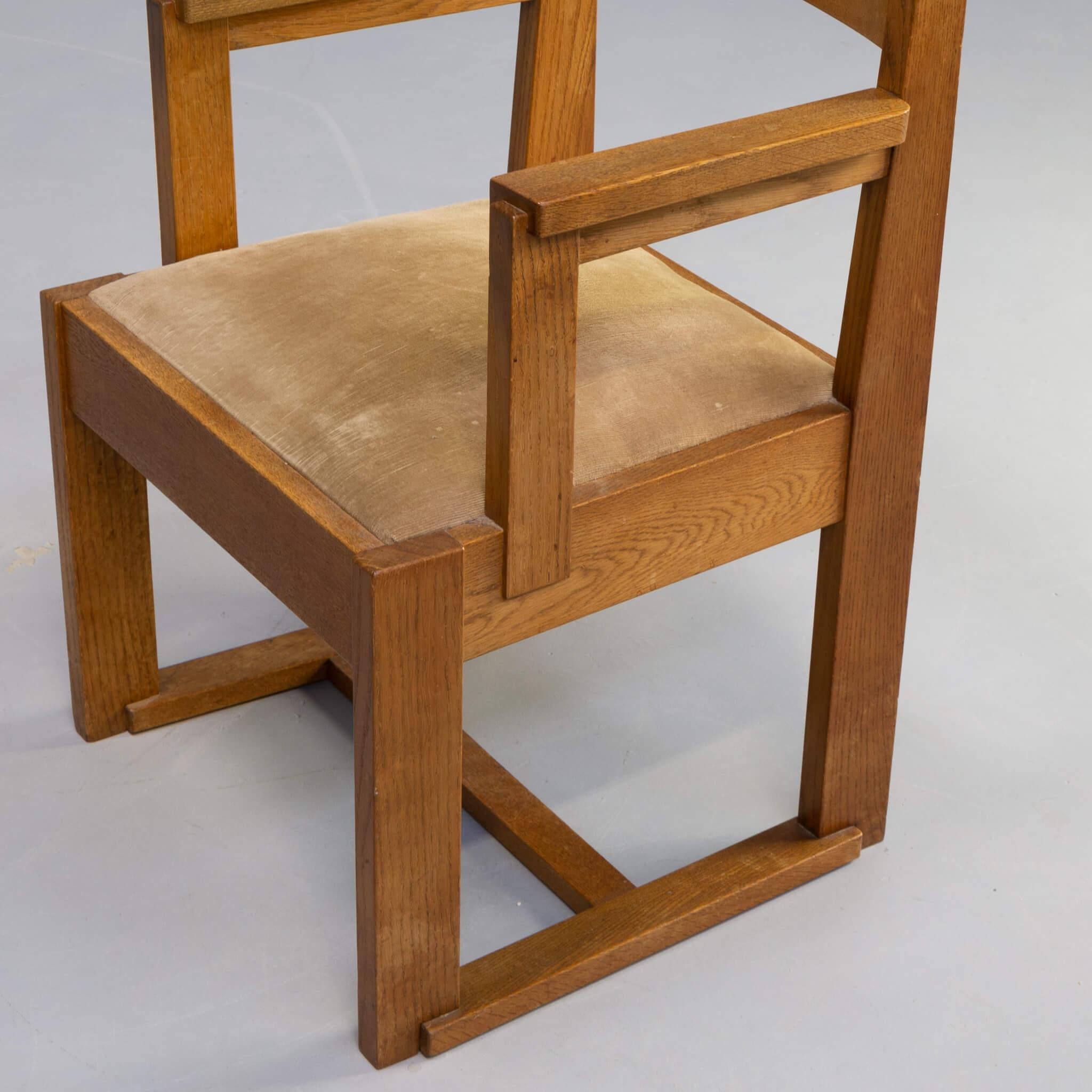 1930s Haagse School Massive Oak Side Chair For Sale 1