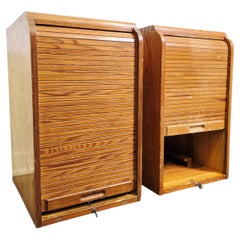 30er Jahre Industrieschrank mit Tambour-Front aus Eiche, tragbare Form