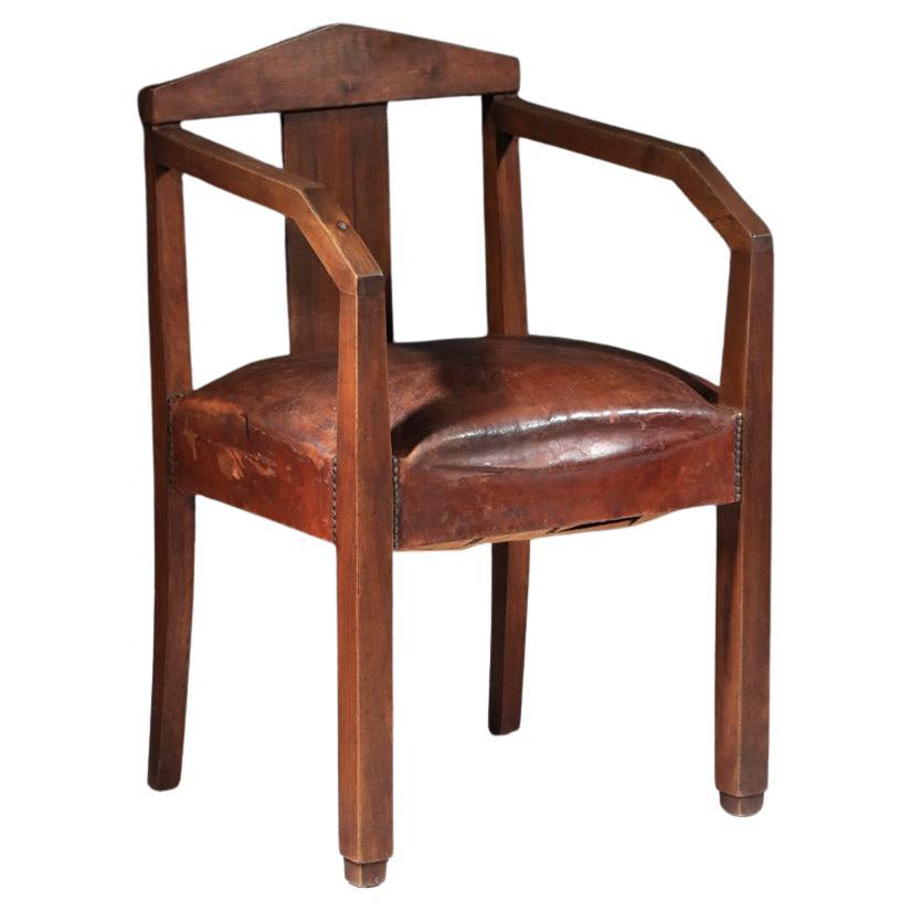 30's modernist leather ceremonial armchair