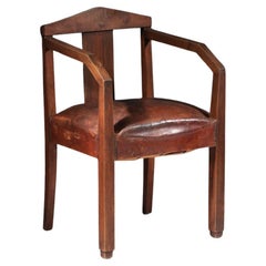 30's modernist leather ceremonial armchair