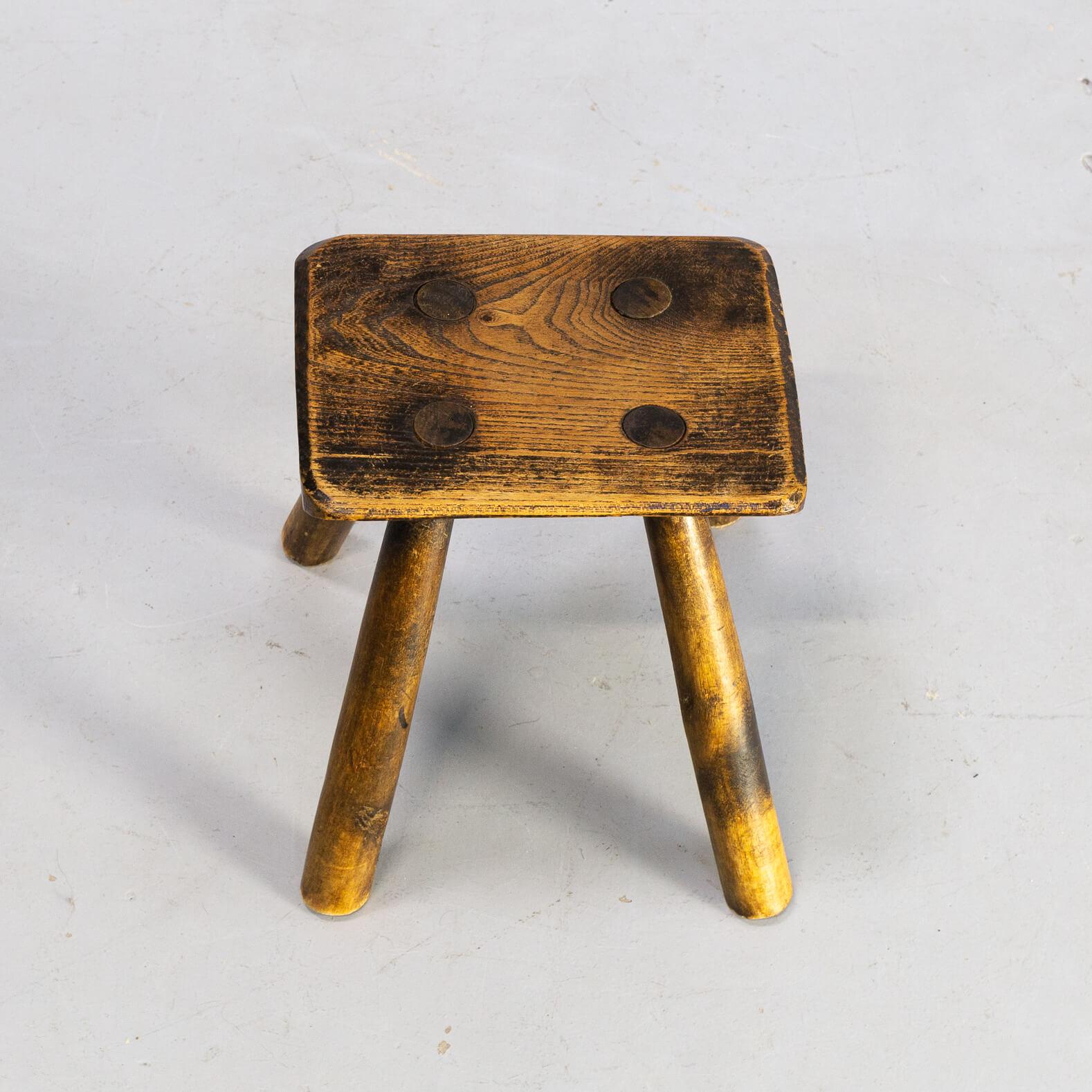 Dutch 1930s Oak Wooden Stool For Sale