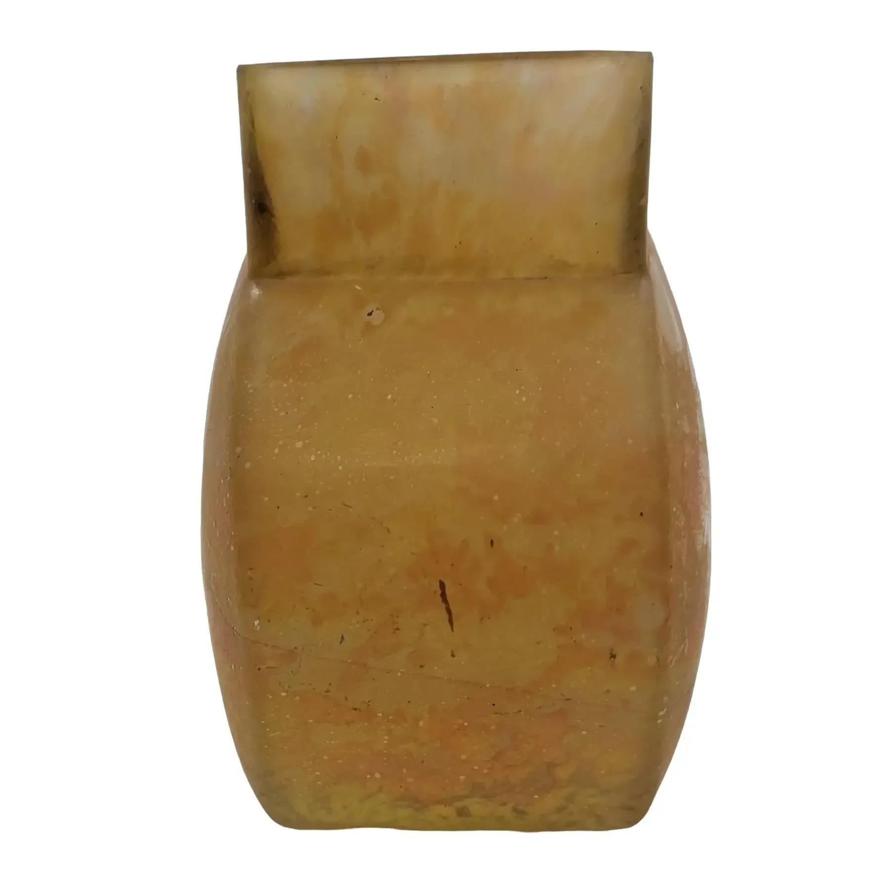 30s Signed Nancy Daum Vase Hand Blown French Glass In Good Condition For Sale In Pasadena, CA