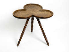 30s Turned Tripod Wood Couch or Side Table in the Shape of a Trefoil Cloverleaf