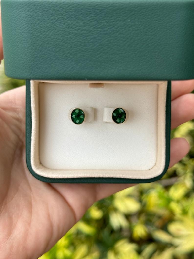 3.0tcw 18K Colombian Trapiche Emerald Stud Earrings  Rich Dark Green Bezel Set In New Condition For Sale In Jupiter, FL