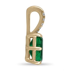 3.0tcw 18K Emerald & Diamond Pendant Necklace Fine Quality Solitaire Emerald