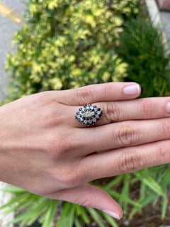 3.0tcw Royal Sapphire & Diamond Cocktail Cluster Ring