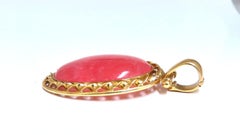 Natural Cabachon Tourmaline Pendant 18 Karat Retractable Bale