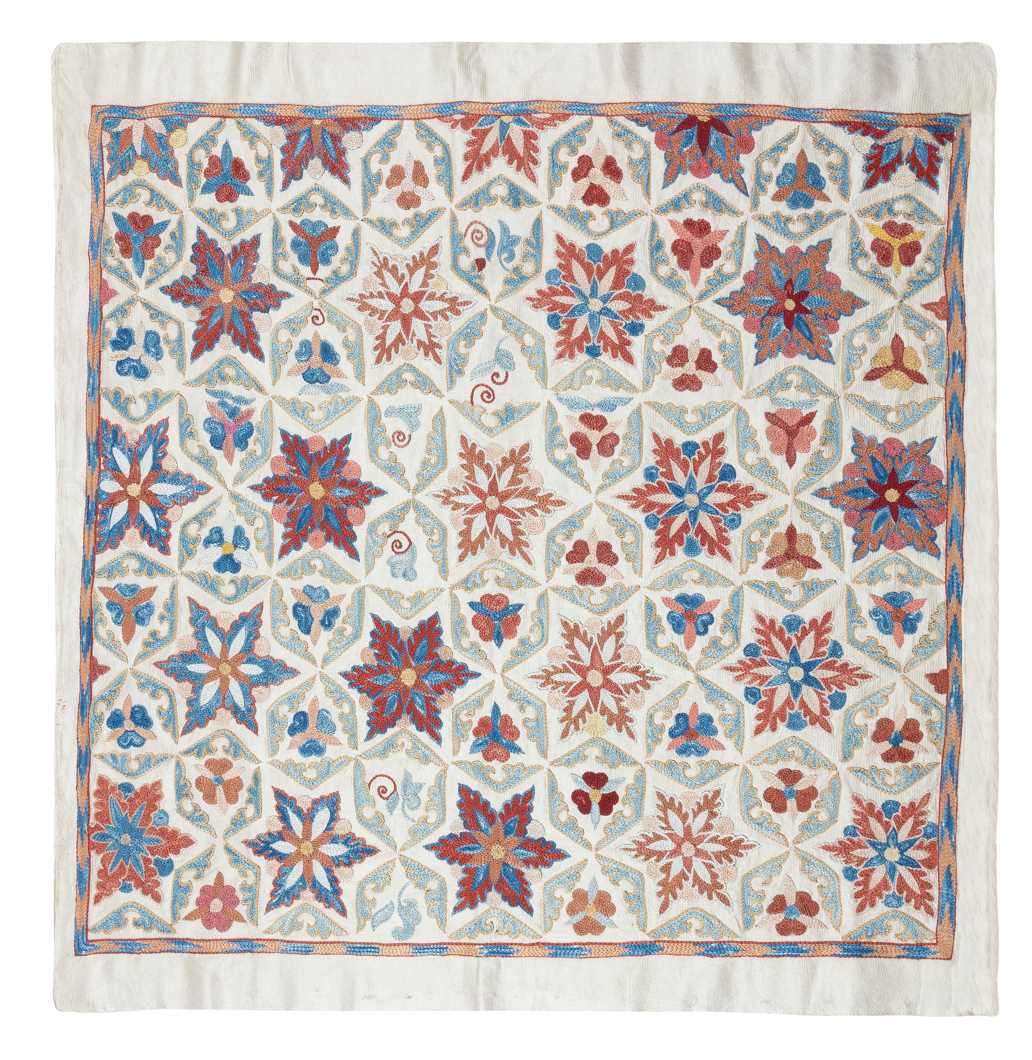 26x35 in 100% Seide Wandbehang. Handbestickte Tischdecke. Modern Throw