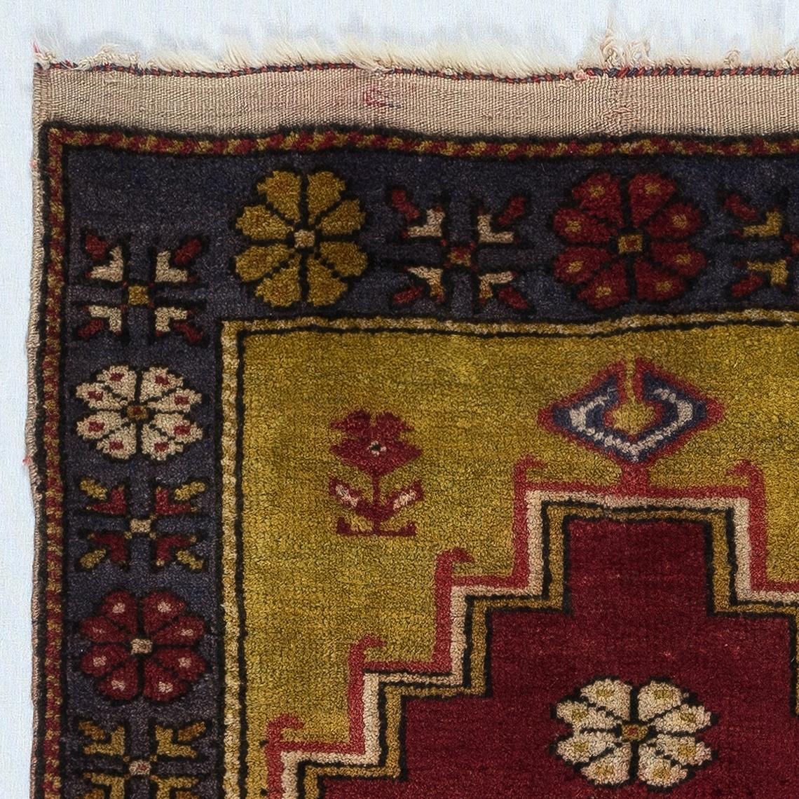 30x43 in handgefertigtem türkischem Gebetsteppich. 100% Wolle. Vintage Gebetsmatten in Rot (Türkisch) im Angebot