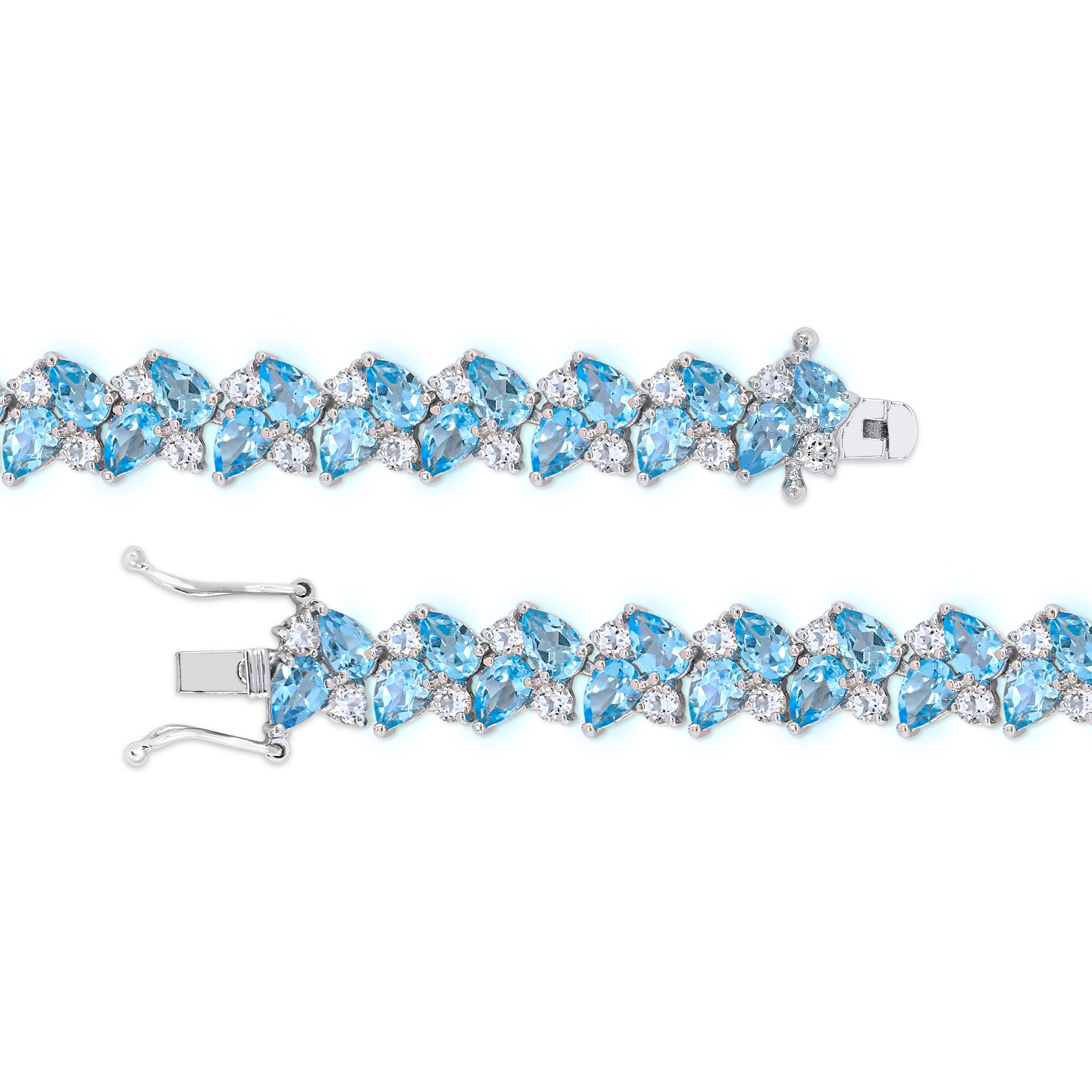 31-1/2 ct. Swiss Blue and White Topaz Sterling Sliver Bracelet  In New Condition For Sale In New York, NY