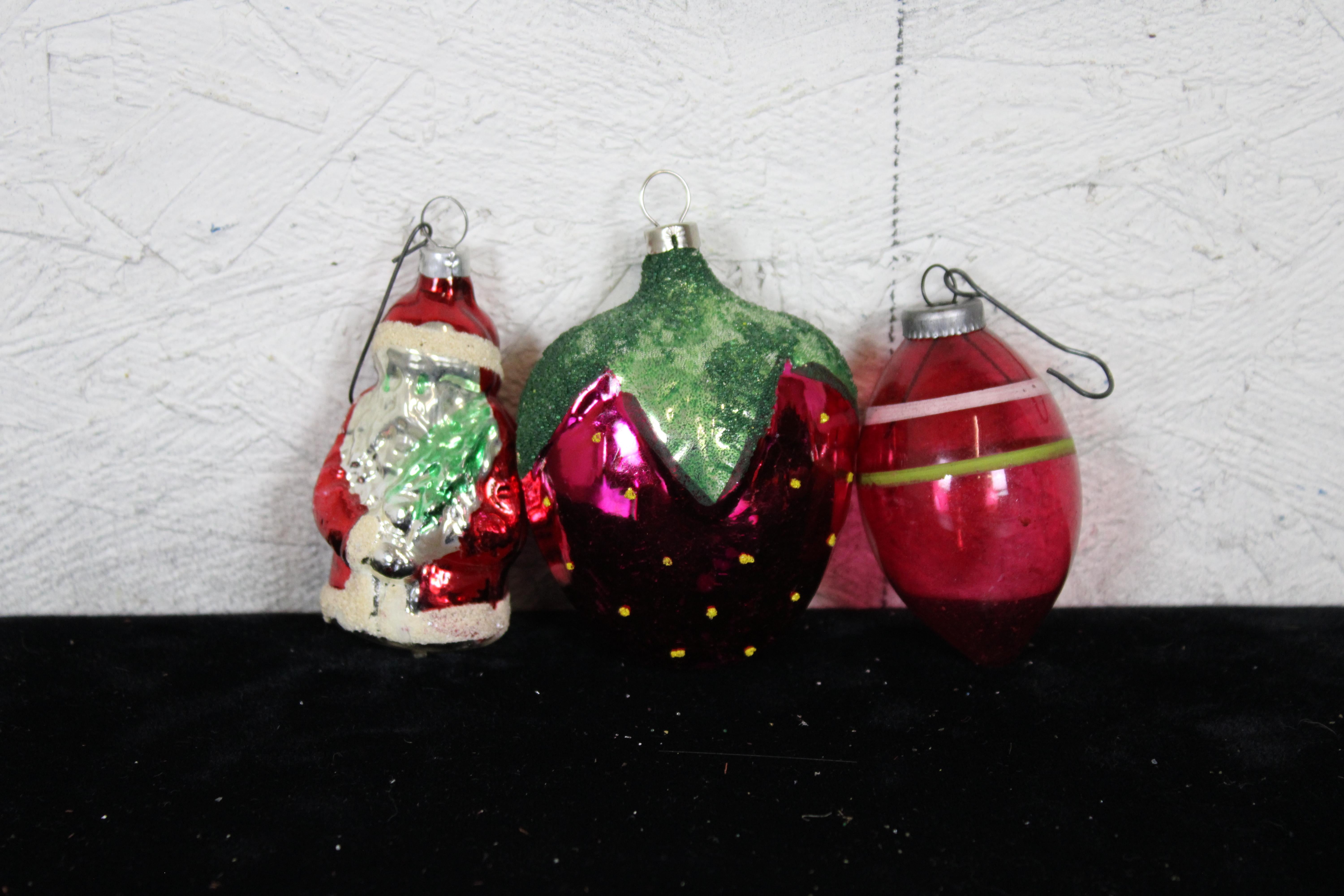 31 Antique German Mercury Glass Christmas Tree Ornaments Kugel Santa Birds Pipe 5