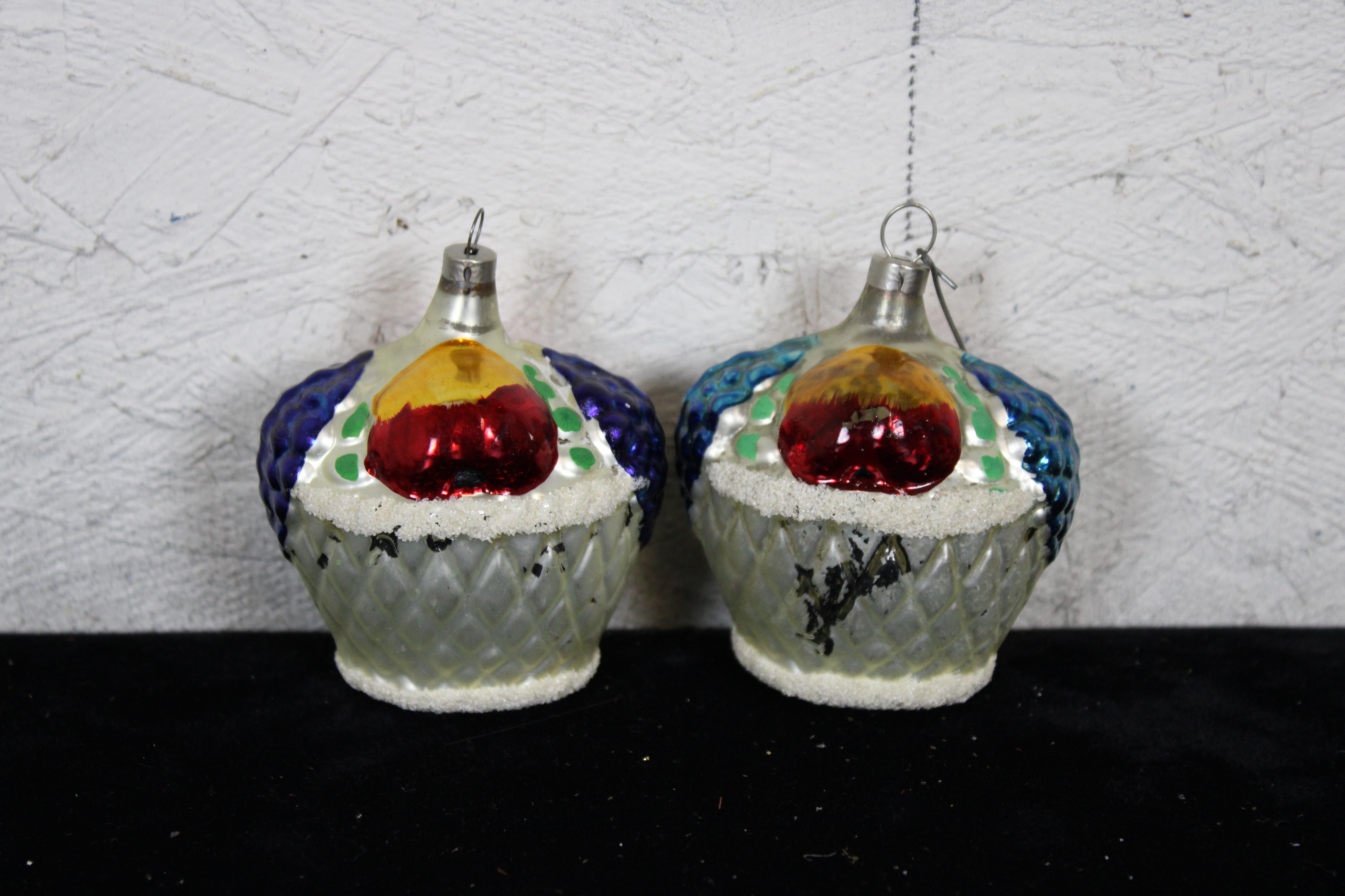 20th Century 31 Antique German Mercury Glass Christmas Tree Ornaments Kugel Santa Birds Pipe