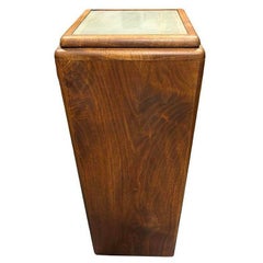 31" Art Deco Black Walnut Sculpted Waterfall Lighted Pedestal Display