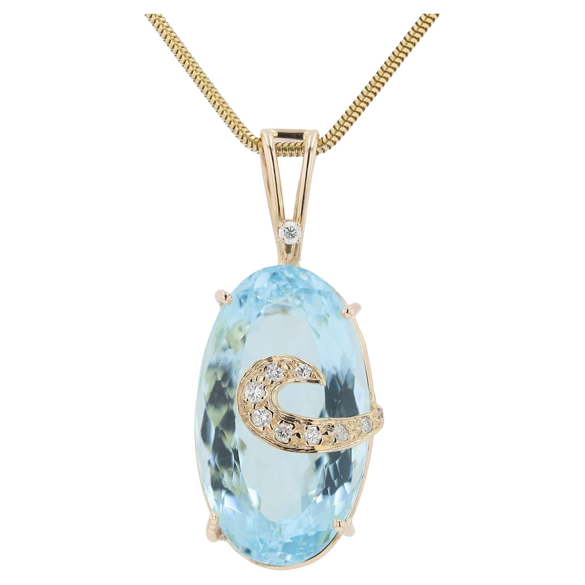 Collar Colgante Aguamarina y Diamantes 31 Quilates