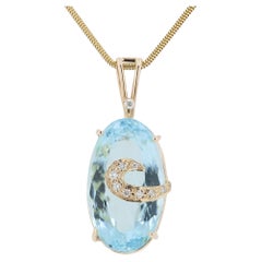31 Carat Aquamarine and Diamond Pendant Necklace