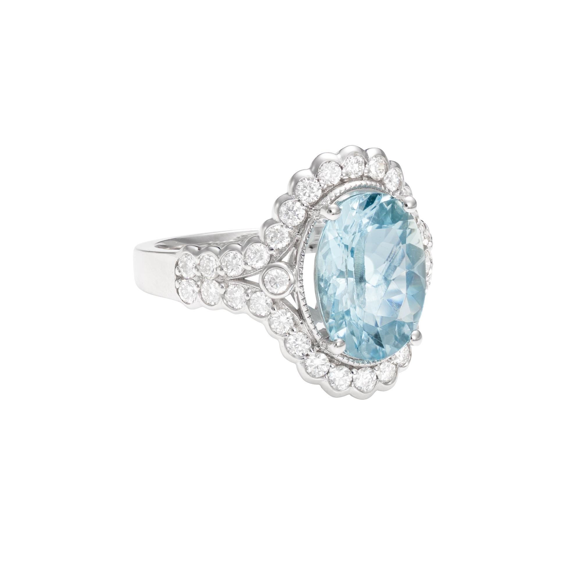 This collection features an array of aquamarines with an icy blue hue that is as cool as it gets! Accented with diamonds these rings are made in white gold and present a classic yet elegant look. 

Classic aquamarine ring in 18K white gold with