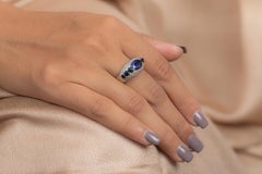3.1 Carat Blue Sapphire Diamond 14 Karat Gold Ring