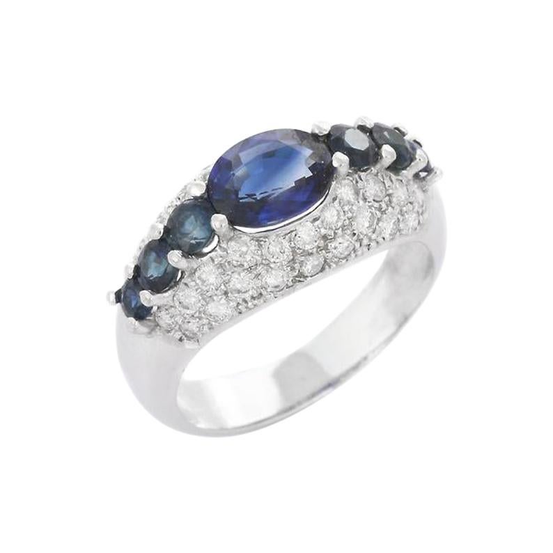 3.1 Carat Blue Sapphire Diamond 14 Karat Gold Ring