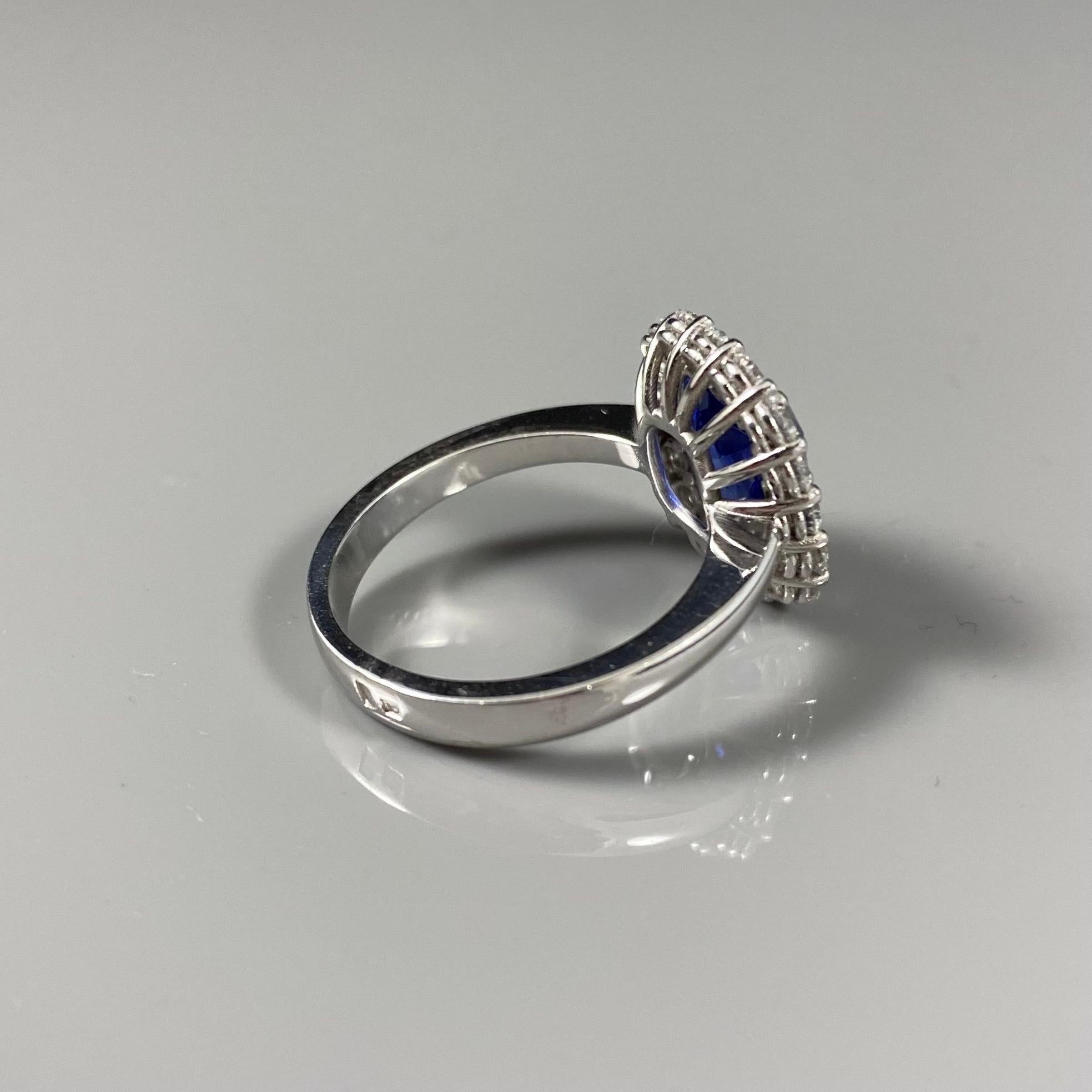 3.1 Carat Cornflower Blue Sapphire Diamond Cluster Engagement Ring White Gold 8