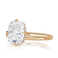 3.1 Carat Cushion Diamond Ring Brilliant White 14K White Gold Quiet Power