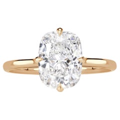3.1 Carat Cushion Diamond Ring Brilliant White 14K White Gold Quiet Power