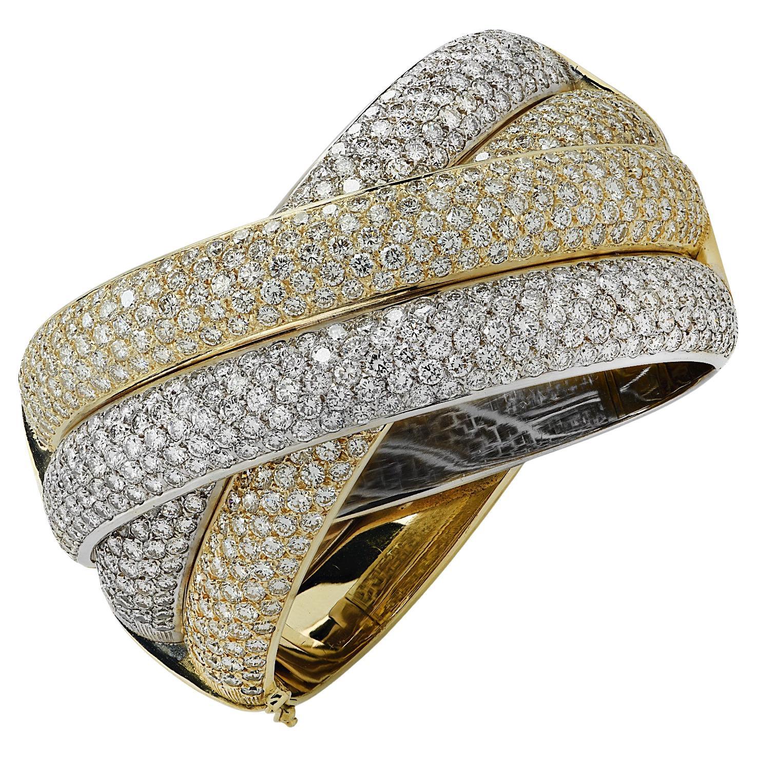 31 Carat Diamond Italian X Bangle Bracelet