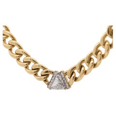 3.1 Carat Diamond Trillion In 14K Gold Cuban Chain Choker Necklace