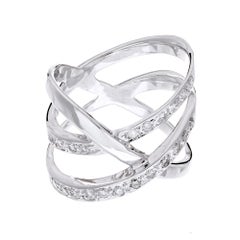 .31 Carat Diamond White Gold Criss Cross Band Ring