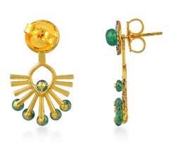 3.1 Carat Emerald Diamond Ear Jackets