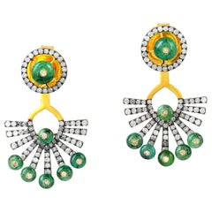 Orejeras de Diamante Esmeralda de 3,1 Quilates