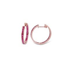 3.1 Carat  Ruby in 18 Karat Rose Gold Loop Earrings
