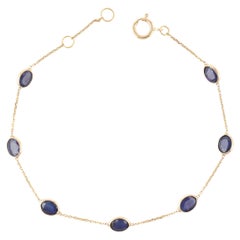 3.1 Carat Sapphire Chain Tennis Bracelet in 18k Gold
