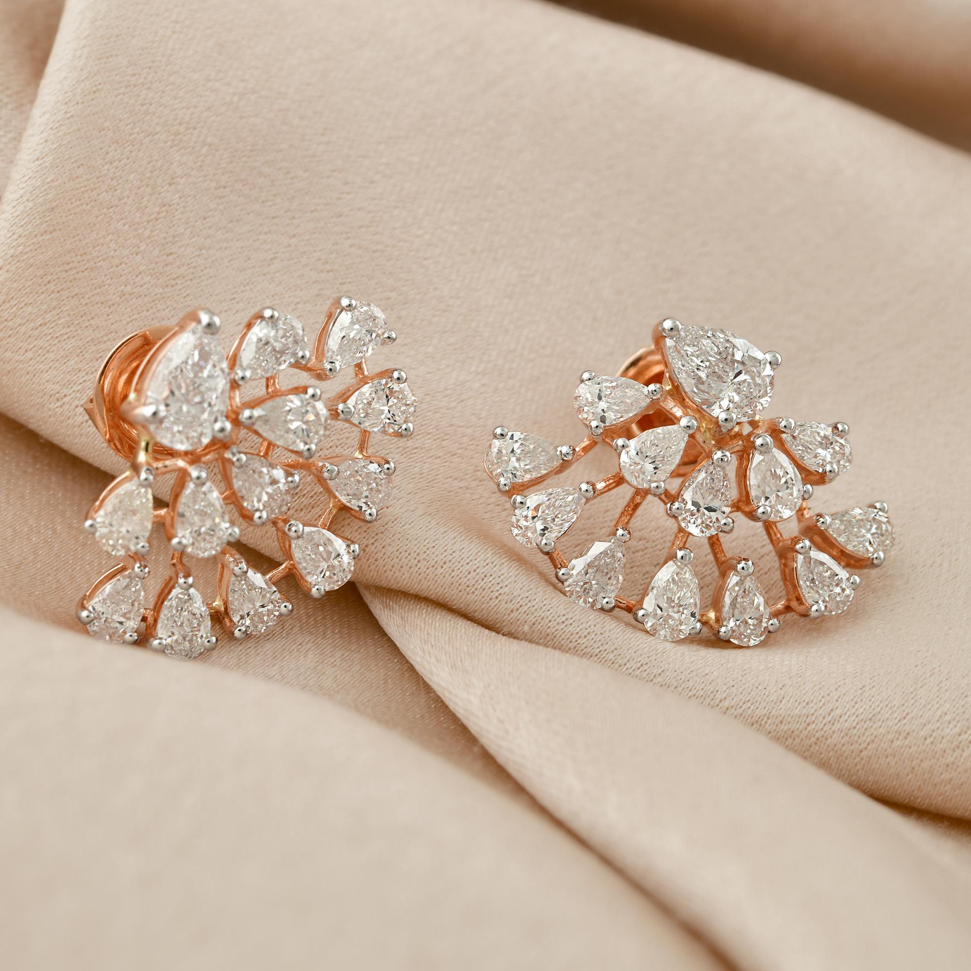3,1 quilates SI Claridad HI Color Pendientes de diamantes en forma de pera Joyas de oro rosa de 18k Moderno en venta