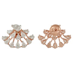3,1 Carati SI Chiarezza HI Colore Orecchini con diamante a pera in oro rosa 18k Gioielli